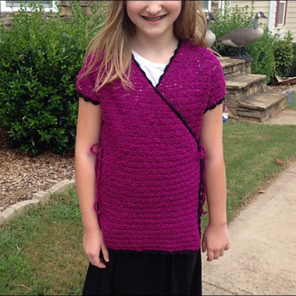 Girl’s Hand Crocheted Wrap Top - Picture 3 of 3